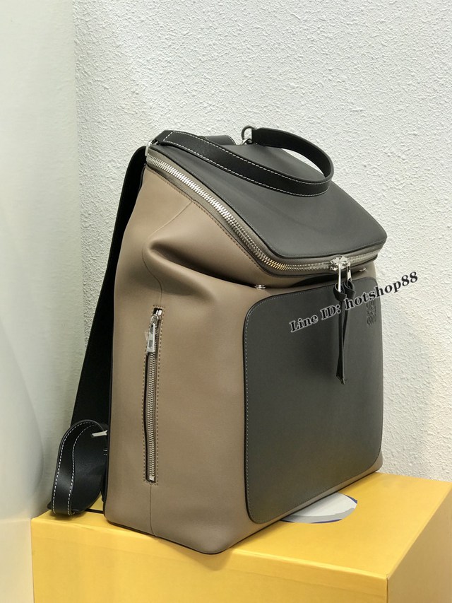 Loewe專櫃新款男士雙肩包 羅意威拼色小牛皮男士後背包 型號10268 lyw1144